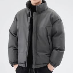 Men's Winter Thickened Warm Cotton Jacket Loose Casual Outerwear Trendy All-Match Cotton Padded Coat Stand Collar Polyester F...