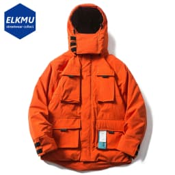 Men's Winter Jackets Thicken Warm Parkas Coats Multi Pockets Mask Caps Padded Jackets Man Winter Parkas Outwear