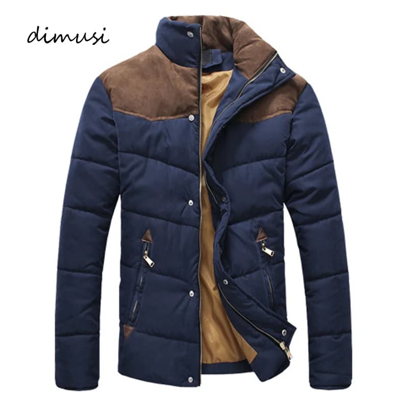 DIMUSI Winter Men Diamond Warm Parkas Jacket Men Casual Cotton Stand Collar Parkas Male Outwear Windbreaker Warm Coats Clothing