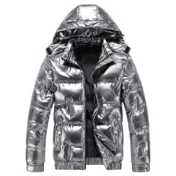 Shiny Parka Winter New WarmThickened Hooded Waterproof Puffer Jacket Coat Solid Casual Streetwear Windproof Outwear Male Parkas