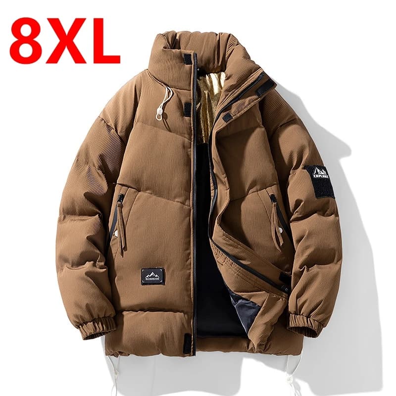 winter warm stand up collar men casual cotton clothes trendy outdoor sports bread clothes plus size 140kg 8xl