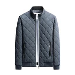 Men's Winter Thickened Fleece Lined Cotton Jacket Casual Stand Collar Long Sleeve Zipper Closure Color Warm Outerwear