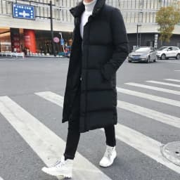 Korean Fashion Black Cotton Long Padded Parkas Coats Male 2025 Winter Casual Thicken Warm Puffer Jacket Men