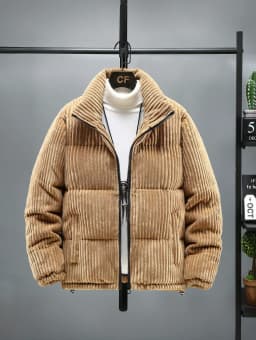 New Arrival Thickened Corduroy Cotton Jacket Stand Collar Men's Fashionable Winter Loose Fit Warmth Polyester Fiber Fill