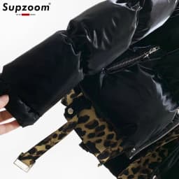 Supzoom 2023 New Arrival Casual Male Popular Winter Trendy Vertical Collar Thickened Warm Couple Bright Short Bread Jacket Men