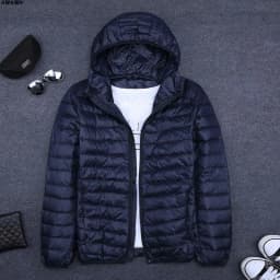 Men's Short Hooded Ultra-Thin Cotton Jacket Lightweight Fashionable Versatile Winter Outerwear Slim Fit Style Regular Length