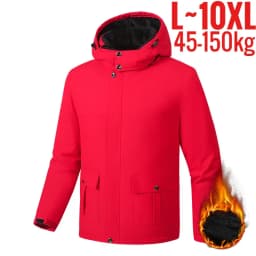 Big Size Winter Jacket Men Hooded Zip Up Padding Male Waterproof Padded Coat Fur Fleece-lined Warm Thick Windbreaker Plus 10XL