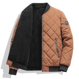 Mens Winter Baseball Style Cotton Padded Outerwear Fashion Casual Stand Collar Fleece Lined Thick Warm Coat For Male Daily Cold