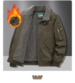 Fleece American Lapel Parkas Handsome Flight Jacket Autumn Winter Cotton Washed Workwear Jacket Men Casual Versatile Retro Coat