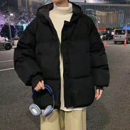 Hong Kong Style Men's Thickened Cotton Jacket Winter Casual Bread Style Color Coat Zipper Closure Loose Fit Youth Fashion