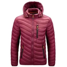 Men's Autumn and Winter New Lightweight Stand Collar Cotton Jacket, Solid Color Leisure Youth Multi-pocket Zipper Cotton Jacket