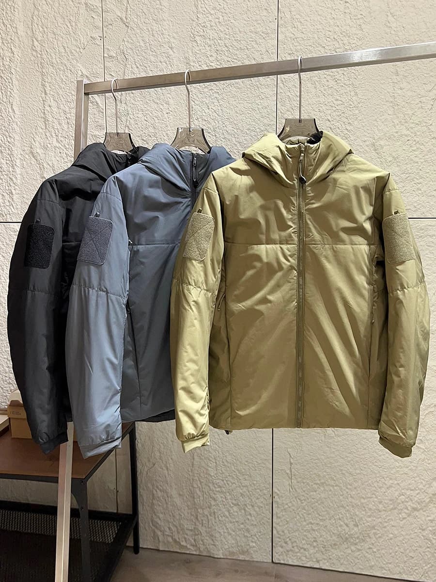 Outdoor Lightweight Hooded Cotton Jacket Men's Autumn Winter Casual Sports Windproof Water-Resistant Warmth Polyester Fiber