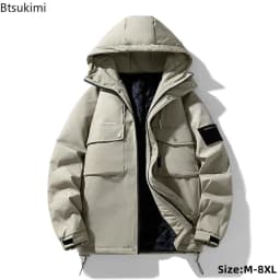 New Men's Winter Cotton-padded Jackets Korean Style Multi-Pockets Hooded Windbreak Jackets Male Warm Casual Parkas Oversized 8XL