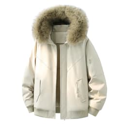 Men Women New Style Mountain Parka Hooded Cotton Coat Mens Faux Fur Collar Winter Fleece Lined Workwear Jacket Casual Warm