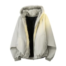 Autumn Winter Ladies Loose Hooded Parka Jacket American Vintage Thick Fleece Fur Collar Padded Cotton Coat Daily Travel Fashion