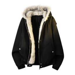 Autumn Winter Ladies Loose Hooded Parka Jacket American Vintage Thick Fleece Fur Collar Padded Cotton Coat Daily Travel Fashion