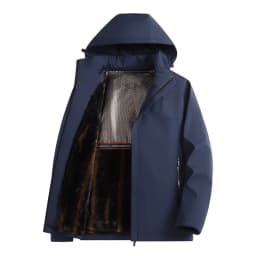 Men Graphene Fleece Lined Cotton Jacket Men Detachable Hat Windproof Parkas Men Winter Business Casual Thick Warm Hooded Parkas