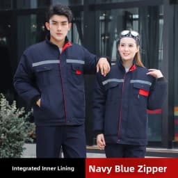 Thickened Cotton Workwear for Men And Women Warm Reflective Strip Maintenance Engineering Work Uniform Standard Fit Business ...