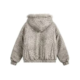 FEWQ Niche Design Men's Fleece Jackets Hooded Leopard Print Fur Thick Padded Coats Thermal Contrast Color Male Clothing CPG2405