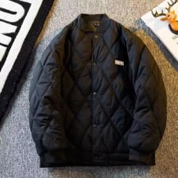 Fashion Mens Diamond Quilted Parkas Winter Style Japanese Retro Trendy Casual Baseball Uniform Warm Parkas Brand Mens Outerwear