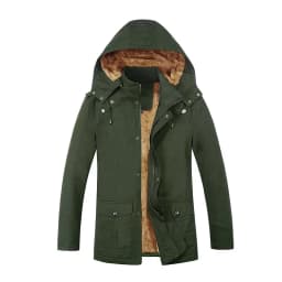 Men New Hooded Fleece Lined Parkas Men Loose Thickened Outerwear Men Mid Length Windbreaker Parkas Male Daily Plush Outerwear