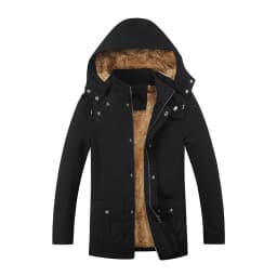 Men New Hooded Fleece Lined Parkas Men Loose Thickened Outerwear Men Mid Length Windbreaker Parkas Male Daily Plush Outerwear