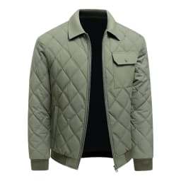 Autumn Winter Lapel Rhombus Quilted Lightweight Cotton Coat For Men Business Casual Warm Short Outerwear For Male Daily Commute