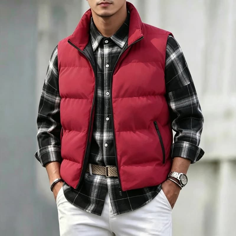 Lightweight Vest Jacket Men Autumn Winter Light Luxury Thick Warm Windproof Sleeveless Coat Man Casual Stand Collar Padded Vests