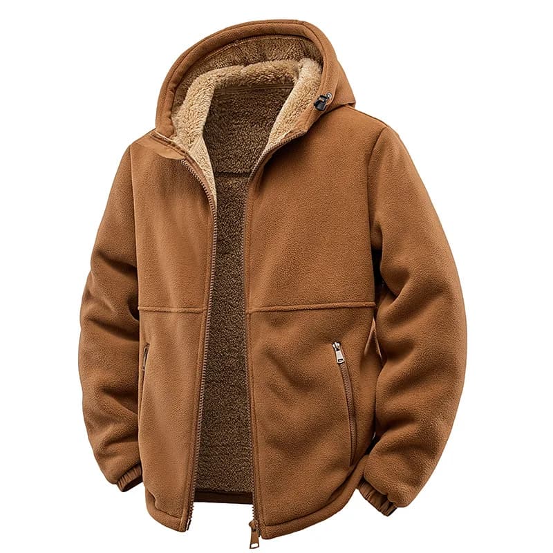 Men's-Hooded-Fleece-Jacket-Thick-Sherpa-Lined-Coat-Elastic-Cuffs-Zipper-Pockets-Windproof-Warm-Winter-Outdoor-Casual-Outerwear