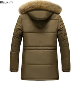 2026 New Men's Casual Parkas Winter Korean Style Thickened Warm Mid-length Jackets Hooded Outdoor Windbreak Coats Oversized 5XL