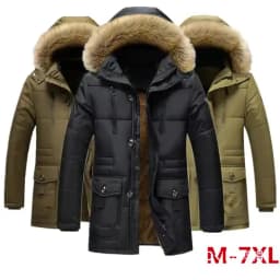 2026 New Men's Casual Parkas Winter Korean Style Thickened Warm Mid-length Jackets Hooded Outdoor Windbreak Coats Oversized 5XL