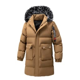 Winter Men's Hooded Jacket Large Fur Collar Thick Warm Cotton Coat Medium-Length Versatile Windproof Fashionable Workwear