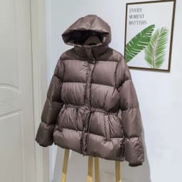 Schinteon Women Belted Down Jacket with Hood Autumn Winter Warm Thick Outwear White Duck Down Casual Coat 2026 New