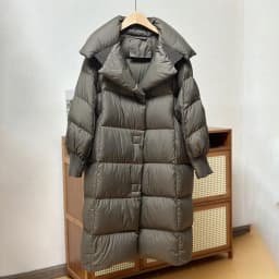 Schinteon Women White Duck Down Long Jacket Autumn Winter Warm Casual Over Size Loose Outwear Soft Comfortable Fashion Coat New