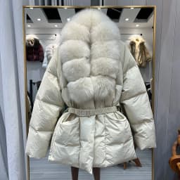 Ladies Luxury Fur Collar down Jacket Winter Warm Slim Fit Fashionable Mid-Length Coat Korean Style Straight Cut Long Sleeve