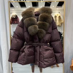 Ladies Luxury Fur Collar down Jacket Winter Warm Slim Fit Fashionable Mid-Length Coat Korean Style Straight Cut Long Sleeve