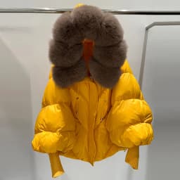 Janveny2026 New Winter Large Real Fur Hooded Puffer Jacket Women Thicken Warm Knitted Sleeve Coat White Duck Down Mid Long Parka