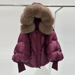 Janveny2026 New Winter Large Real Fur Hooded Puffer Jacket Women Thicken Warm Knitted Sleeve Coat White Duck Down Mid Long Parka