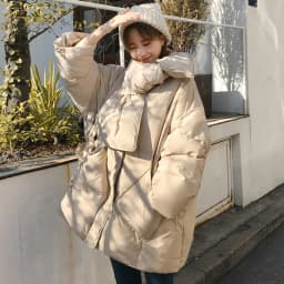 Women White Duck Down Coat 2026 Winter New Fashion Female Scarf OverSize Jackets Round Neck Loose Thicken Parkas Warm Outwear