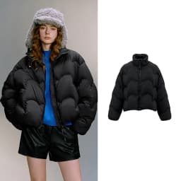 TOYOUTH Women 90% White Duck Down Jacket 2025 Winter New Ultra Lightweight Wave Pattern Stand Up Collar Short Parkas Coat