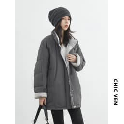 CHIC VEN New Women 90 White Duck Down Coats Long Stand Collar Down Jacket Female Windproof Warm Outerwear Autumn Winter 2025