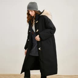 TOYOUTH Women 90% Down Jacket 2025 Winter New Fur Collar Hooded Cow Horn Buckle Three-proof Long Coat
