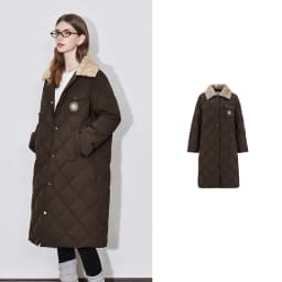 TOYOUTH Womens Down Coat 2024 Winter New Fur Collar Single Breasted Button Medium Thick Long Coat