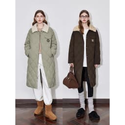 TOYOUTH Womens Down Coat 2024 Winter New Fur Collar Single Breasted Button Medium Thick Long Coat