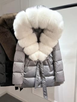 Janveny Luxury Large Natural Silver Fox Fur Hooded 2026 Winter 90% Goose Down Jacket Women Thick Warm Female Parkas Waterproof