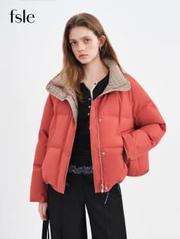 FSLE Double-sided Reversible Standing Collar Down Coat Women Crafted with Premium 90% White Duck Down Winter 2025 New Arrival