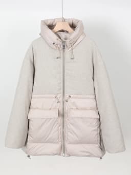 Maomaokong Real Fox Fur Collar Women's Winter Down Jacket Black Soft Faux Leather Fabric Patching Cool Oversized Zipper Fashion