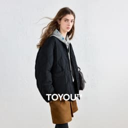 TOYOUTH Women Down Jacket 2026 Winter New Arrival Lightweight Loose Crew Neck Corduroy Spliced Outerwear