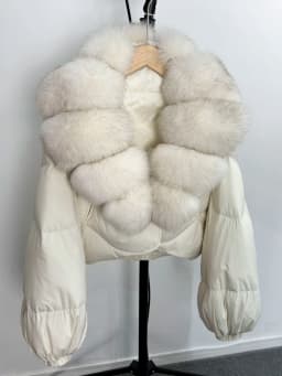 Janveny Real Fur Coat Women Luxury 2026 Winter 90% White Duck Down Jacket Super Big Natural Fox Fur Collar Female Puffer Parkas