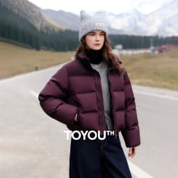 TOYOUTH Women Down Jacket 2026 Winter New Luxury Patchwork Cropped Ankora Red Puffer Coat